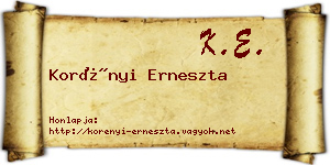 Korényi Erneszta névjegykártya